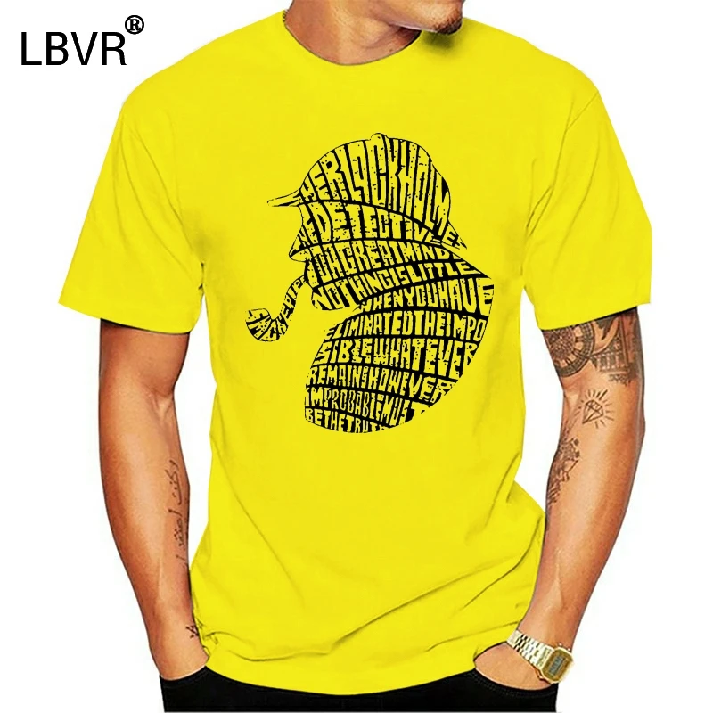 Мужская футболка Шерлок Холмс текста s печатная труба детектив забавная новые