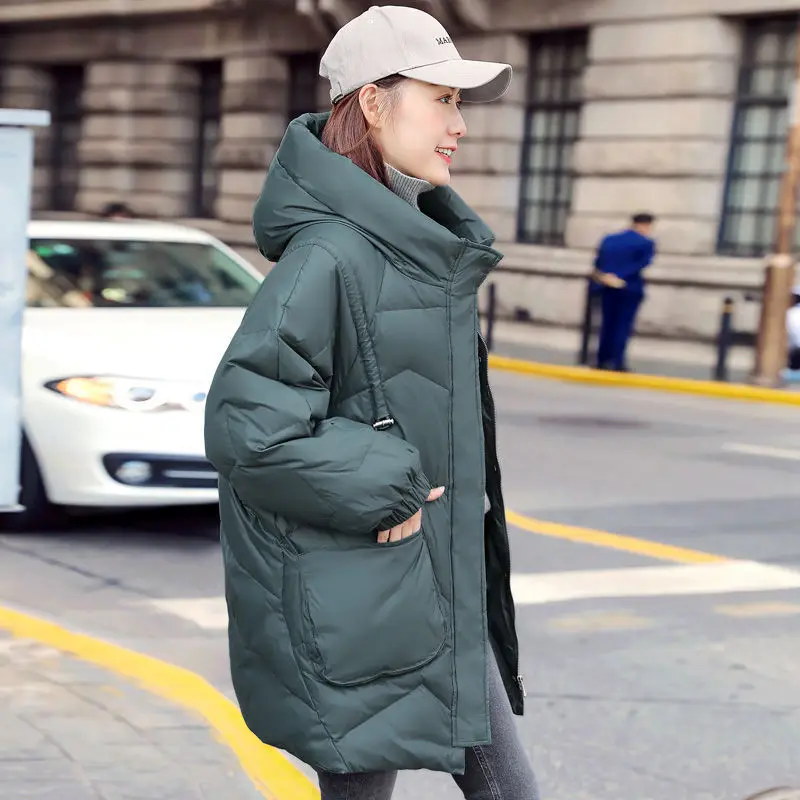 

women 2021 Winter New Fashion White Duck Down Jacket Female Hooded Down Coat Parkas Casual Parkas Thick Warm Snow Outwear A644