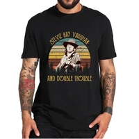 stevie ray vaughan and double trouble t shirt vintage 80s blues rock band retro design mens tee tops 100 cotton