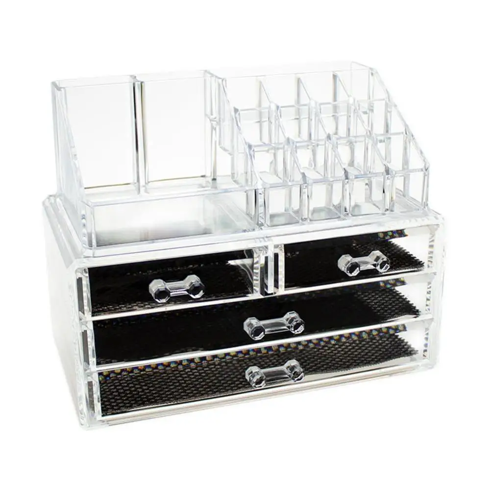 Портативный прозрачный акриловый выдвижной ящик для косметики макияж Чехол