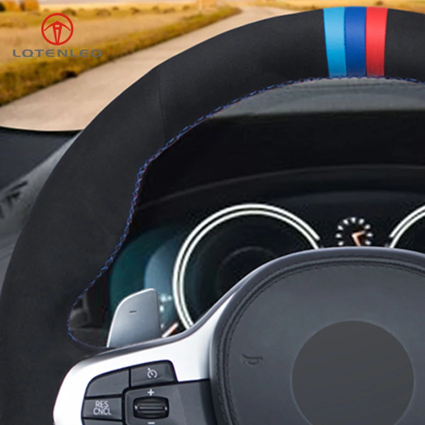 

LQTENLEO Black Suede Steering Wheel Cover For BMW M Sport G30 G31 G32 G20 G21 G11 G12 G14 G15 G16 X3 G01 X4 G02 X5 G05 X7 G07 Z4