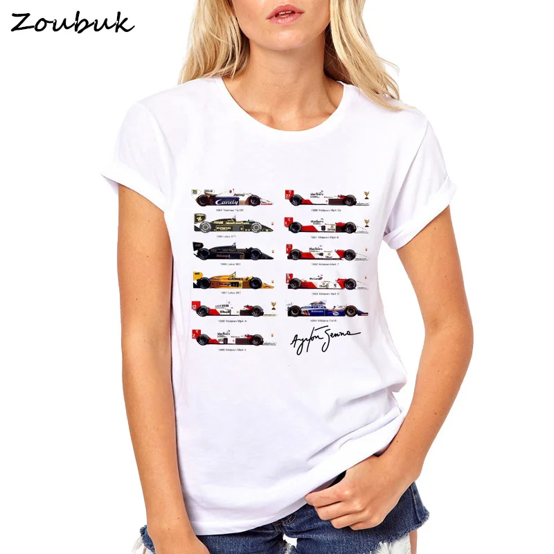 Футболка мужская и женская All F1 Ayrton Senna Cars футболка для фанатов тонкая однотонная