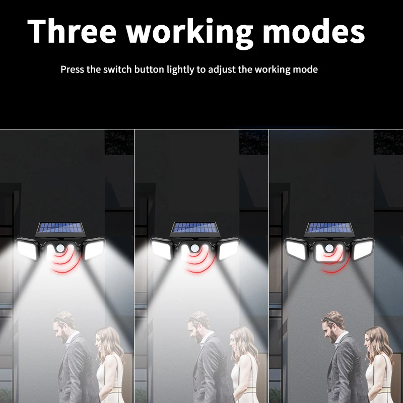 

2Pack Solar Lights Outdoor Solar Motion Sensor Wall Lights 3 Adjustable Heads LED Flood Light for Parking Yard Garden