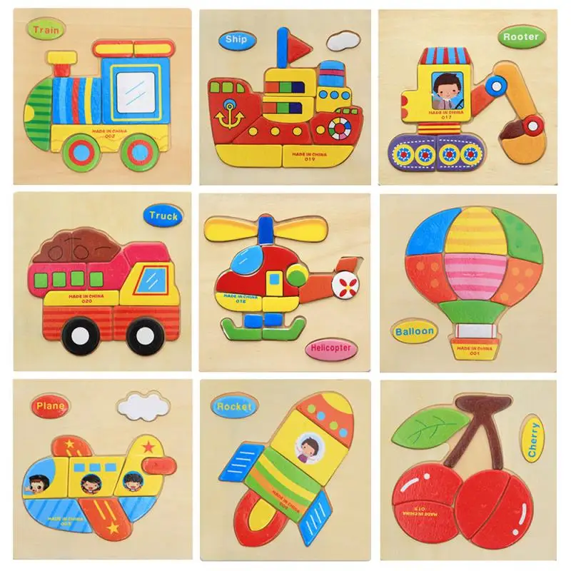 

Деревянный 3D пазл Монтессори, детские игрушки, обучающие игры, игры с познавательным рисунком животных, умный пазл для детей, подарки