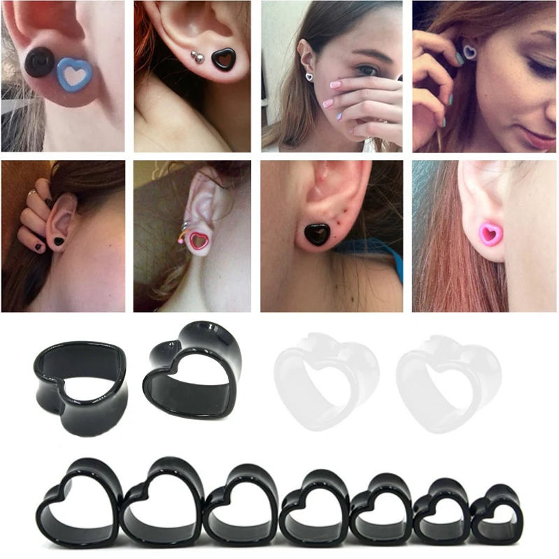 4 мм 25 пара черный и белый любовь сердце акриловый туннель пробки ювелирные