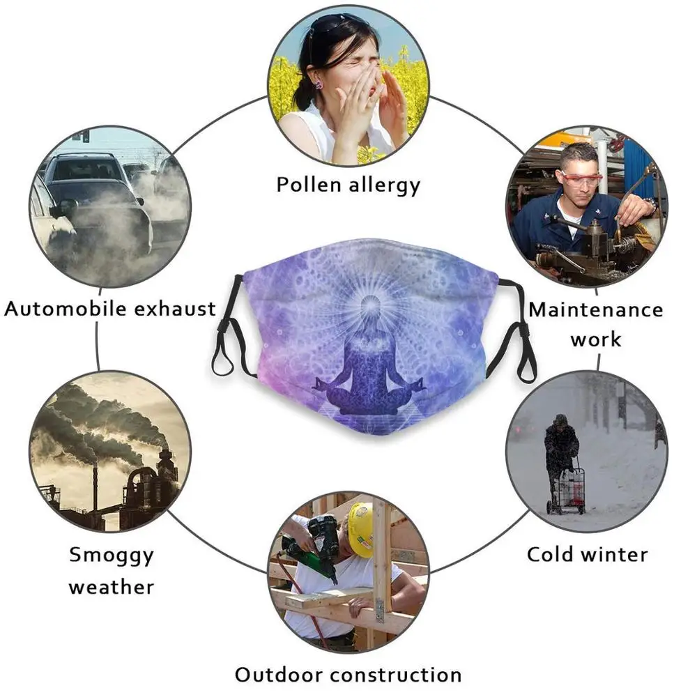 

Meditate Buddhism Meditation Spiritual Yoga. Reusable Mouth Face Mask Anti Haze Dustproof Mask With Filters For Child Adult