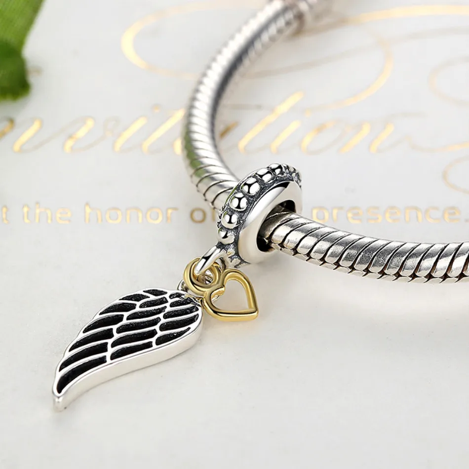 Genuine 925 Sterling Silver PARIS Eiffel Tower Gold Charm Beads Fit Original Bracelets Feather Heart DIY Jewelry |