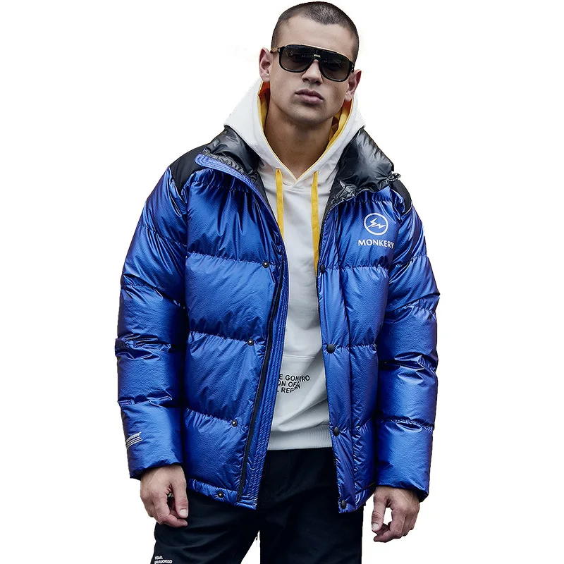 

2019 Men Winter Jackets New Design Patchwork Parka Jacket Male Warm Coat Hip Hop Streetwear Fashion Parkas Jacket WG563