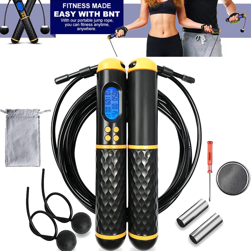 

Электронные скакалки со счетчиком, Беспроводная Скакалка с регулируемой скоростью для домашнего фитнеса и тренировок для мужчин и женщин