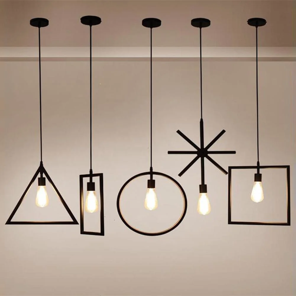 

Nordic E27 Iron Geometry Hanging Droplight Adjustable Ceiling Pendant Lamp
