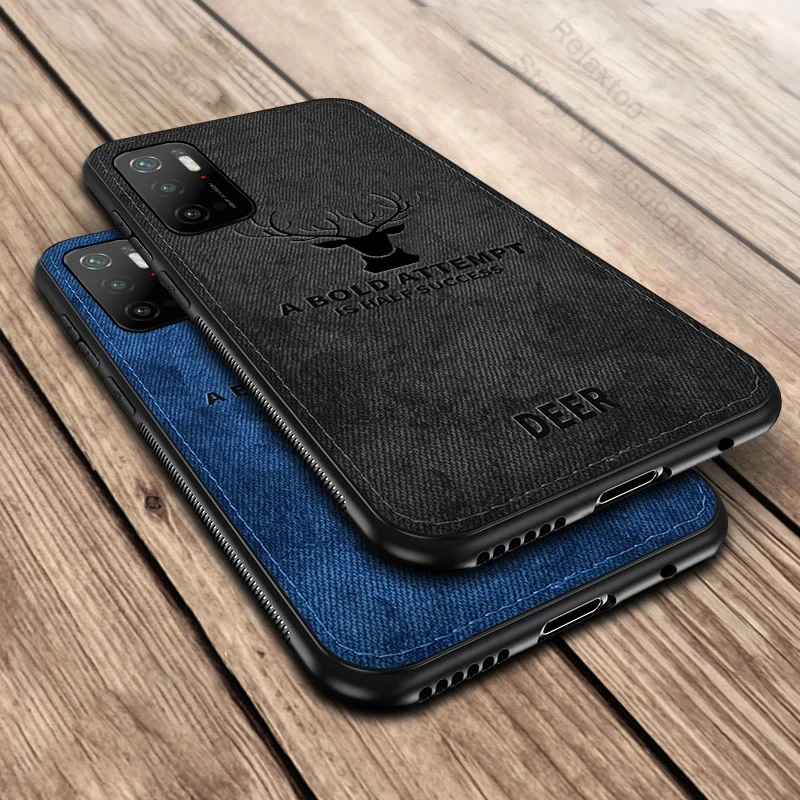 3d deer pattern classic fabric cloth phone case for xiaomi poko little poco m3 pro m3pro 5g soft silicon bumper shockproof coque free global shipping