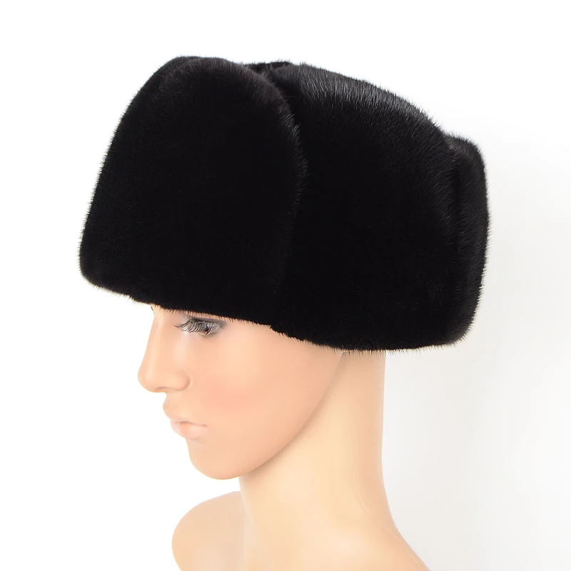 Hats Fur Mink Black Men's Hats Autumn-winter Mink Fur Casual Hat Mink Hat Real Fur 2020 New Cap For Man