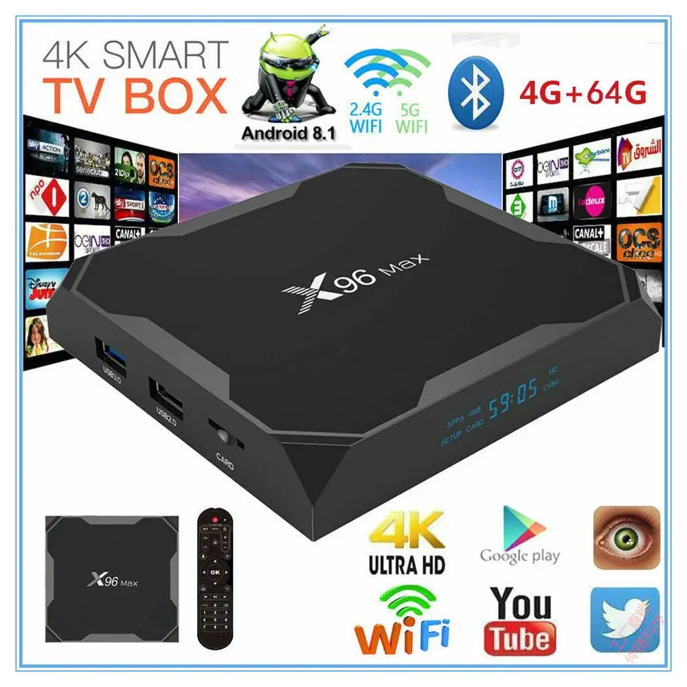 X96 Max X2 Android 9 0 Смарт ТВ приставка Amlogic S905X2 Четырехъядерный 4 Гб 64 2 4G & 5 ГГц Wifi 1000M BT 4K