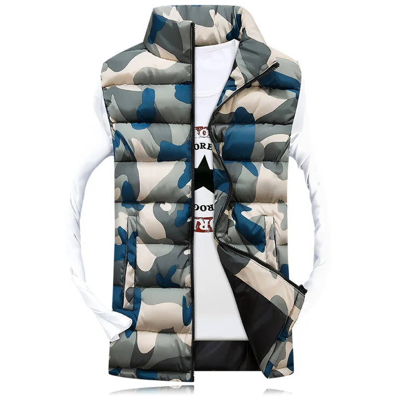 

2019 Casual Men Winter Camouflage Sleeveless Jackets Male New Couple Waistcoat Men's Vests Warm Outwear Spring Autumn Vest