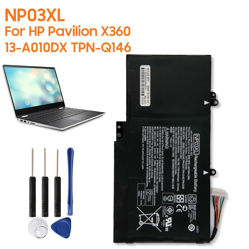 

Original Replacement Battery NP03XL For HP Pavilion X360 13-A010DX HSTNN-LB6L TPN-Q146 15-U493CL 760944-541 Authentic Battery