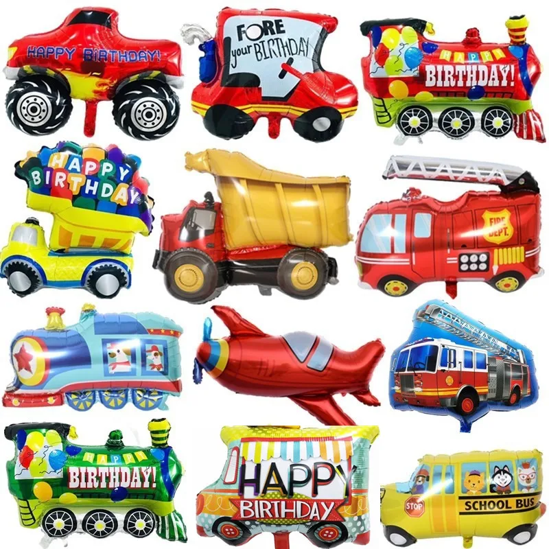 

Cartoon Car Balloons Fire Truck Car Train Foil Balloon Plane Ambulance Globos Children Gifts Balls Birthday Party Decorations