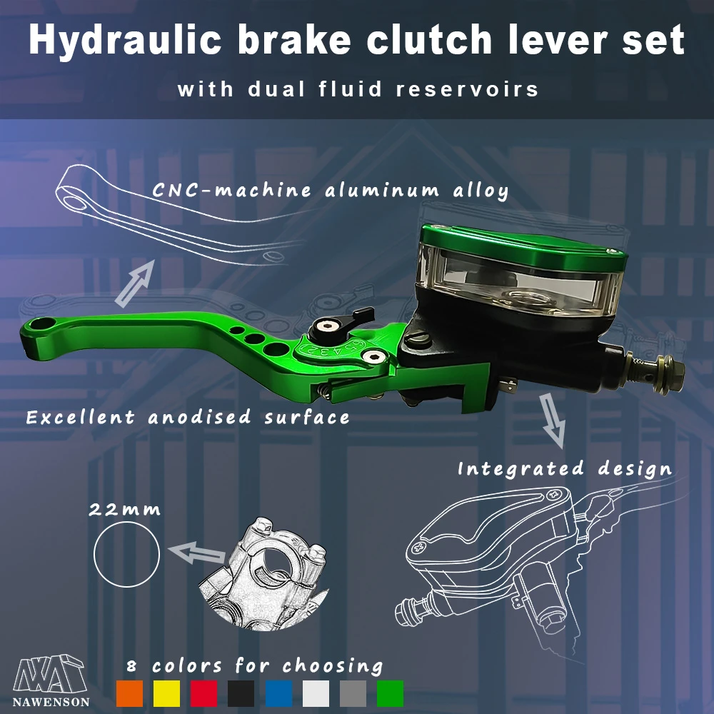 

Aluminum 7/8" 22mm Motorcycle Hydraulic Brake Clutch Lever Set with Master Cylinder Reservoir