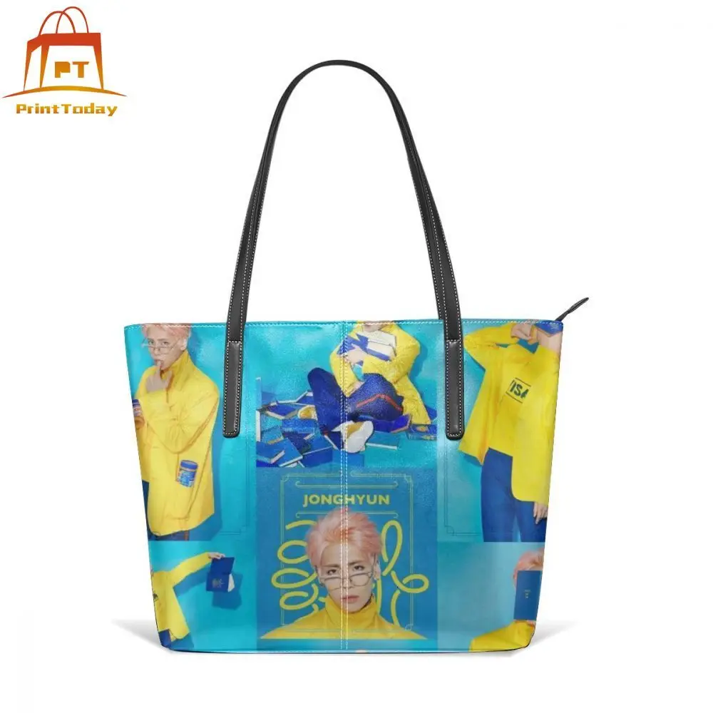 

Shinee Handbag JONGHYUN SHE IS Top-handle Bags Women's Trending Leather Tote Bag Teen High quality School Pattern Women Handbags