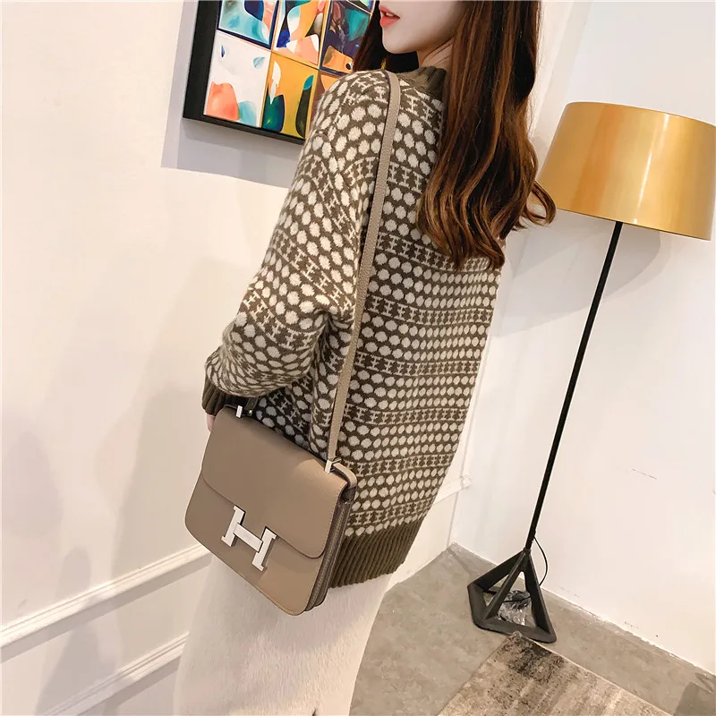 2019 Женский пуловер в горошек с воротником виде курицы и сердца длинными рукавами