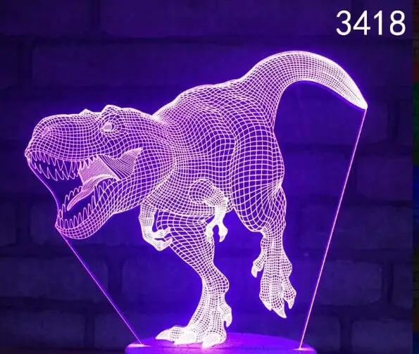 3D светодиодный Ночной светильник лампа серии динозавров 16 Цвета дистанционного