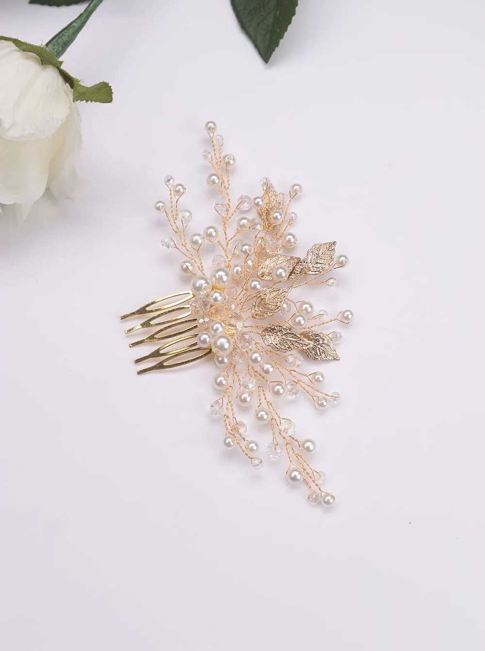 Золотой гребень для волос в виде листьев блестящий хрустальный головной убор с