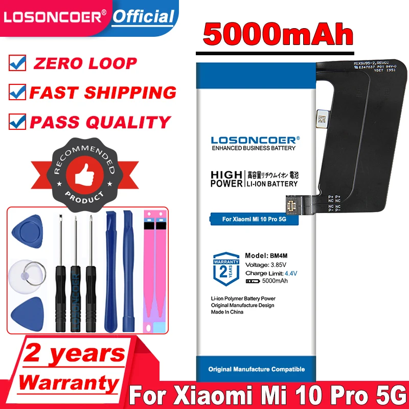 Аккумулятор LOSONCOER BM4N BM4M 100% мАч для Xiaomi 10 Mi10 pro M10 Mi10pro|Аккумуляторы мобильных