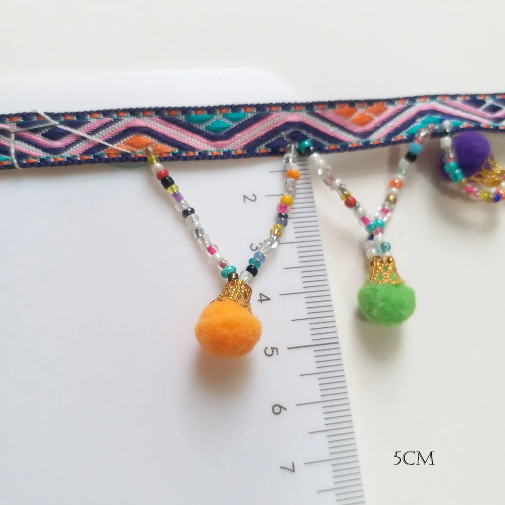 1 ярд народные украшения с бахромой из бисера на заказ для одежды и сумок