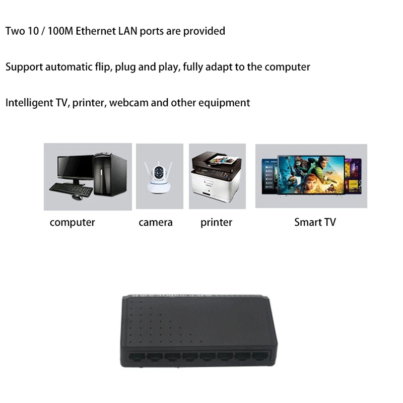 8 портов 6 + 2 POE выключатель инъектор Power over RJ45 Ethernet семейная сетевая система 10/100 м