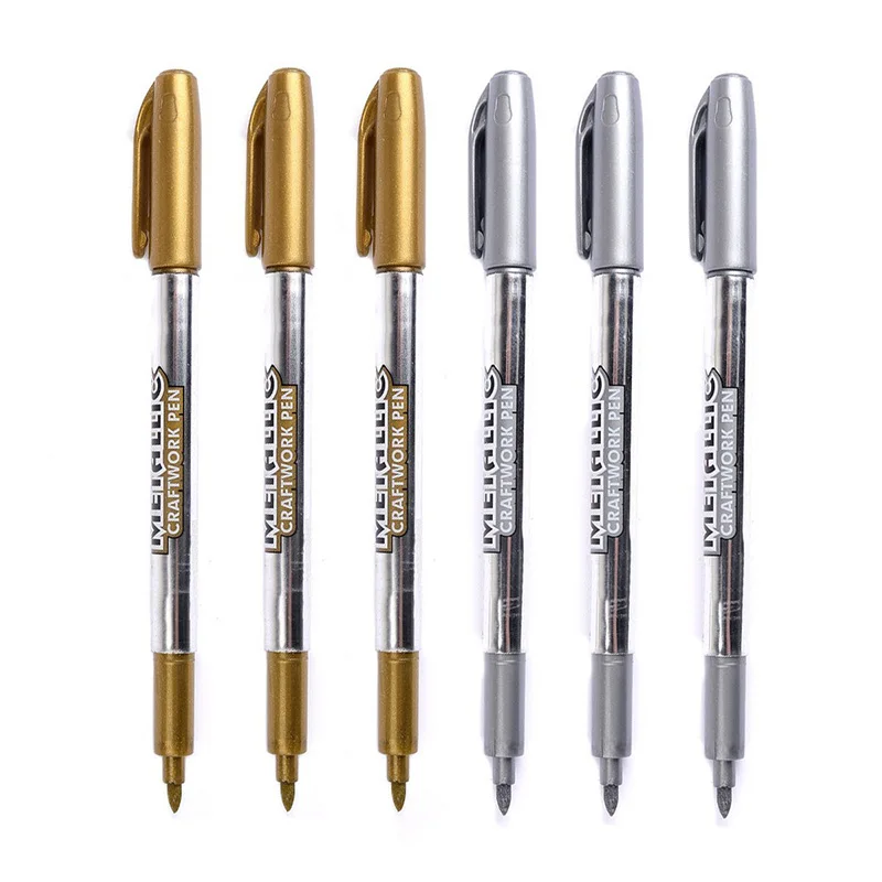 6 шт. DIY металлическая водостойкая Перманентная Краска Маркер ручки Sharpie золото и