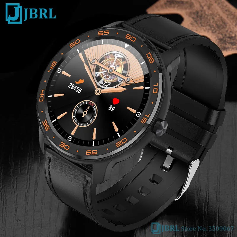 Кожаный деловой смарт браслет для мужчин полностью сенсорный женские Смарт часы