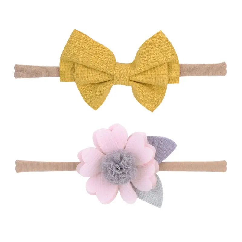 

Повязка на голову и бант для маленьких девочек-12 предметов, мягкая эластичная нейлоновая повязка на голову с цветами, аксессуары для новоро...