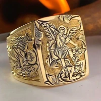 gold and silver ancient greek legend relief commemorative ring hip hop rock locomotive jewelry for men holiday anniversary gifts