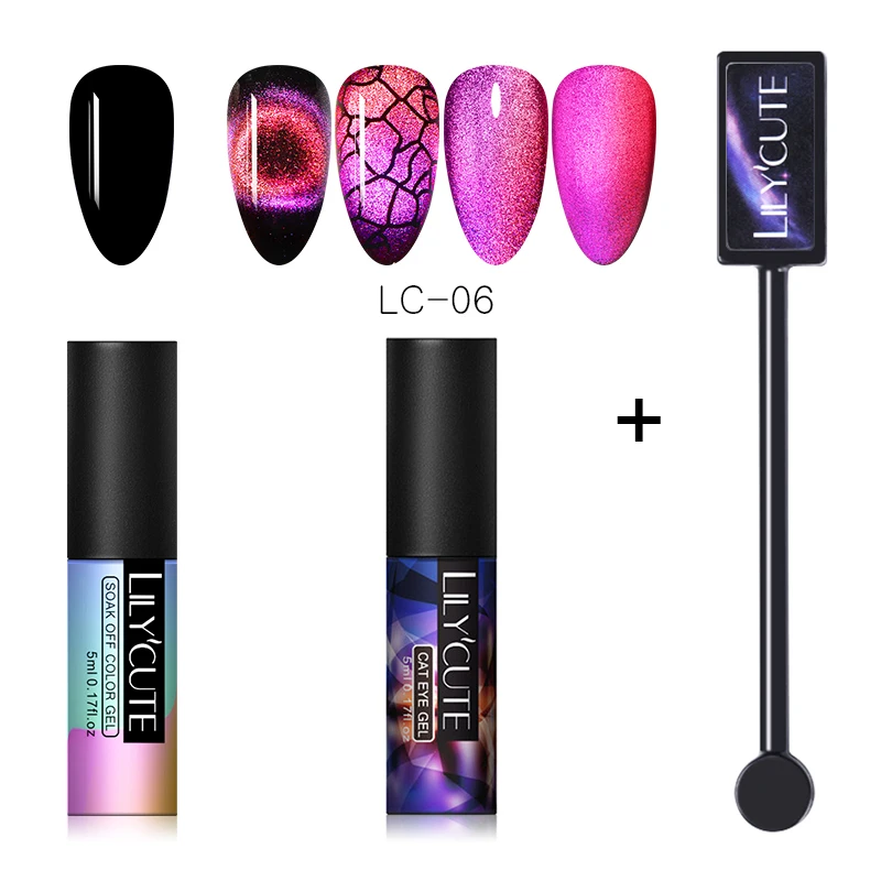 3pcs 6 LILYCUTE 9D Auroras ногтей Гель-лак «кошачий глаз» Гель-лак для использования с магнитом звездное небо замочить от УФ Магнитный Гель-лак для ногтей 5 мл - Цвет: 3pcs 6