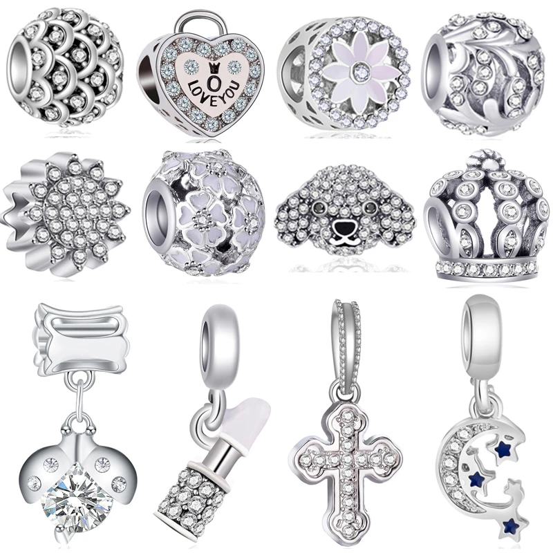 Фирменные модные хрустальные цветы Корона Крест медведь злые сердца шармы
