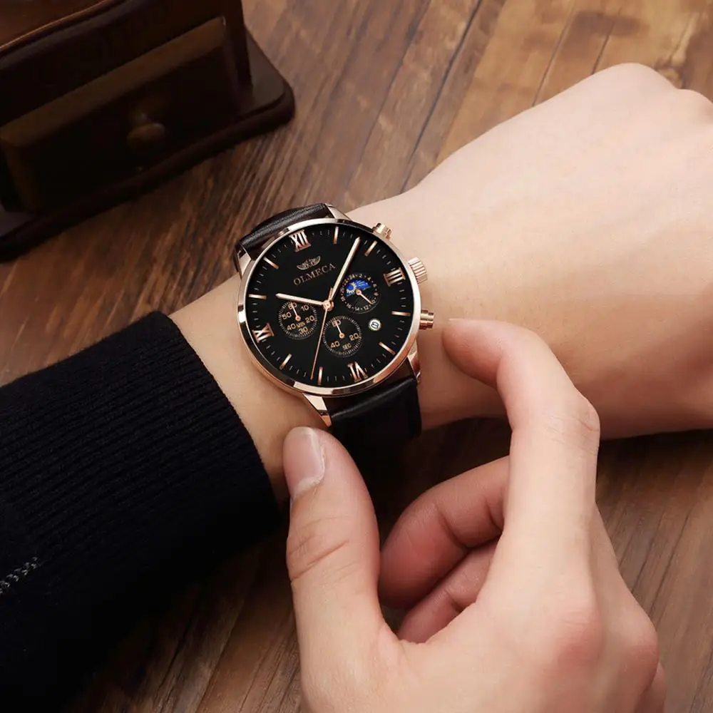 Часы наручные мужские с календарем многофункциональные водонепроницаемые