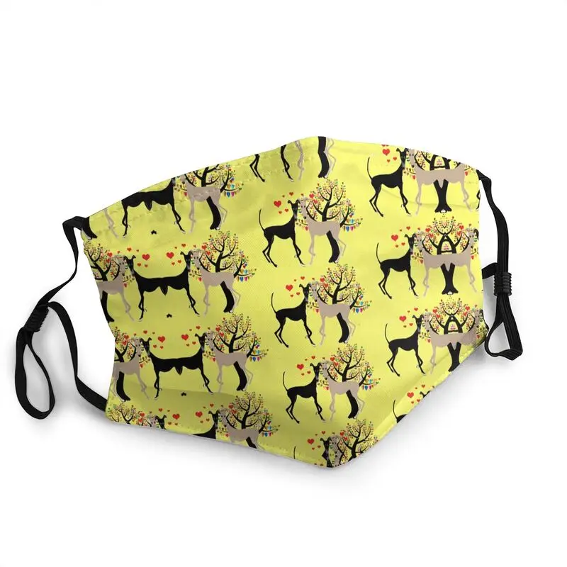 

Vintage Greyhound Sihthound Dog Art Breathable Face Mask Unisex Adult Love Tree Anti Dust Protection Respirator Mouth-Muffle