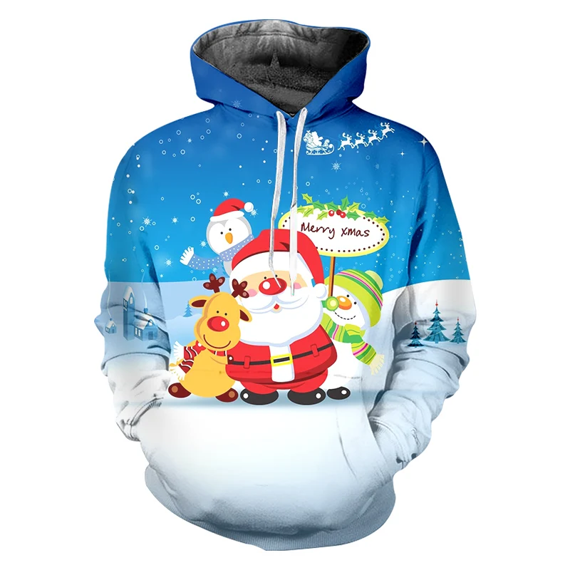 IFPD европейский размер Мужская Рождественская одежда с 3D принтом милая капюшоном