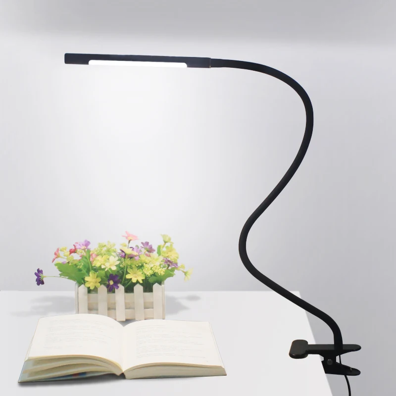 Clip Table Lamp USB charging Reading student learning eyes protection led dimmer desk lamp metal flexible hose bedroom Goosenec | Лампы и