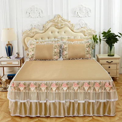 colour 6 Dreampatar, европейский стиль сплошного цвета принцесса, имитация шелка льда, удобная кровать, одно двойное нескользящее покрывало BY186A - Цвет: colour 6