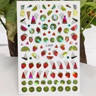 3D наклейки для ногтей, водостойкие блестящие наклейки для ногтей, лимон, арбуз, клубника, украшение для ногтей, Аврора, серебряный дизайн