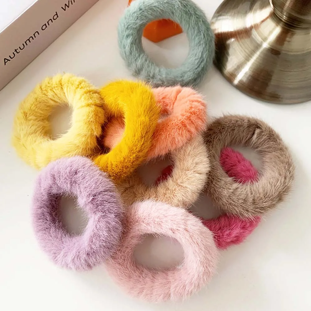 Мягкие плюшевые эластичные повязки на голову для женщин зимняя цветная веревка