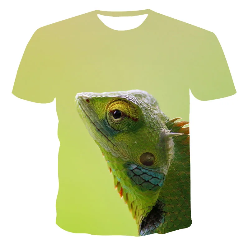 

Men's short-sleeved loose T-shirt lizard 3D printing round neck pullover and men's casual streetwear fashion T-shirt XXS-6XL