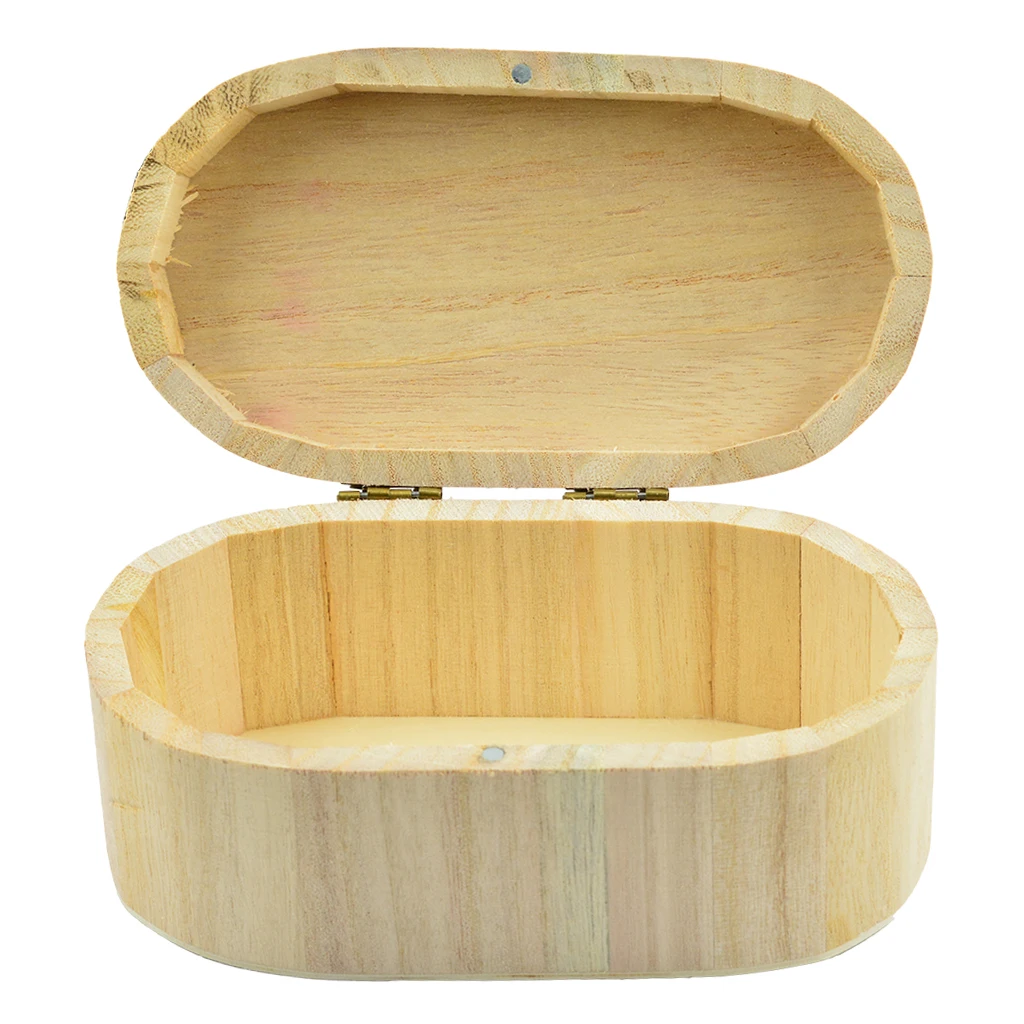 

Овальный деревянный ящик для хранения ювелирных изделий, сундук Неокрашенный DIY коробка памяти для поделок, подарки на память для семьи, дру...
