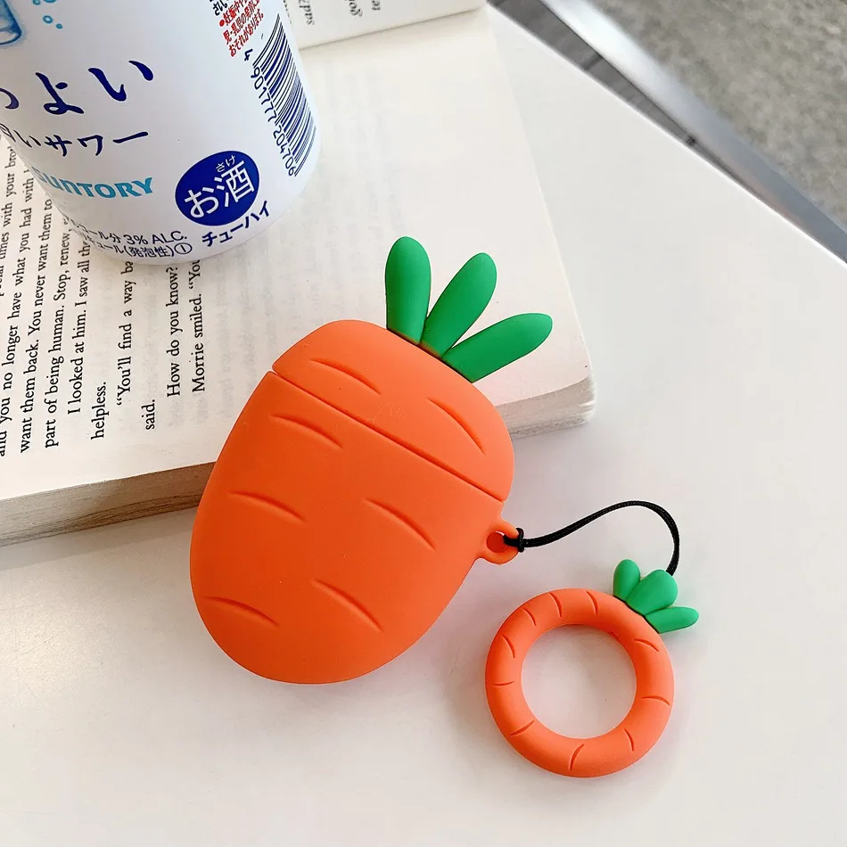 

Cute Carrot Cactus Silicone Bluetooth Earphone Cover Airpods Charging Case Cover, Suitable For Apple AirPods TPU Cover