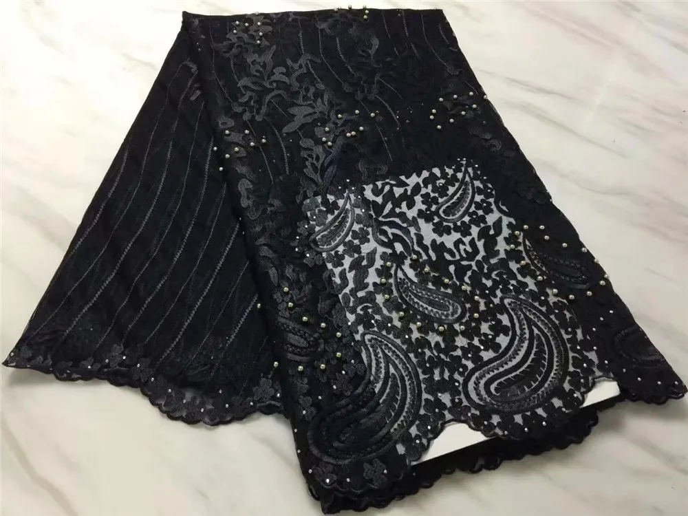 Hot Sale French Swiss Beads Tulle Lace Fabric With Pearls African Nigeria Floral Pattren Net Fabrics For DIY Women Dresses | Аксессуары
