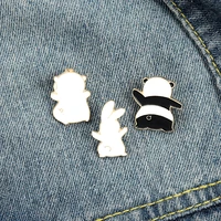 animals back enamel pins custom funny cat panda rabbit brooches shirt lapel badge bag cartoon jewelry gift for kids friends