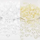 2 мм-14 мм бежевого цвета из пластика ABS, имитация жемчуга, полукруглые разноцветные полимерные стразы плоские с оборота с жемчугом на клейкой основе, стразы бусины с плоской обратной стороной для нейл-арт поделки для художественного оформления ногтей, ручная работа