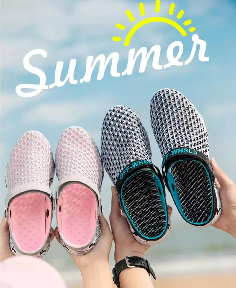 Мужские сетчатые сандалии садовые сабо легкие дышащие женские прогулочные