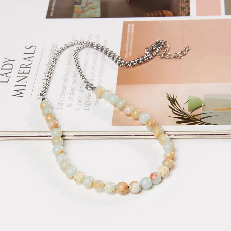 Модное ожерелье из драгоценного камня и агата для женщин Длинные ожерелья-чокеры