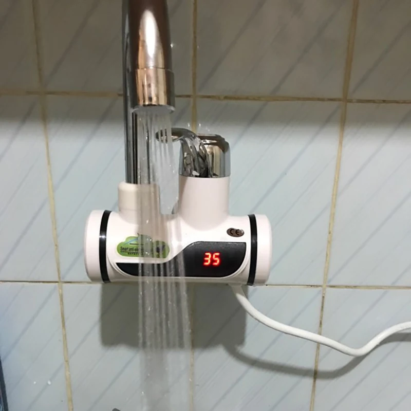 

Kitchen Tankless Water Heater 220V 3000W Instant Electric Faucet Hot Water Electric Fast Heater Tap With Temperature Display Eu